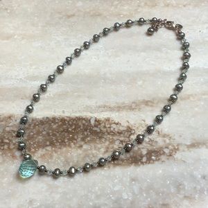 😍925 Emily Ray Beaded Necklace Blue/Grey😍NWOT